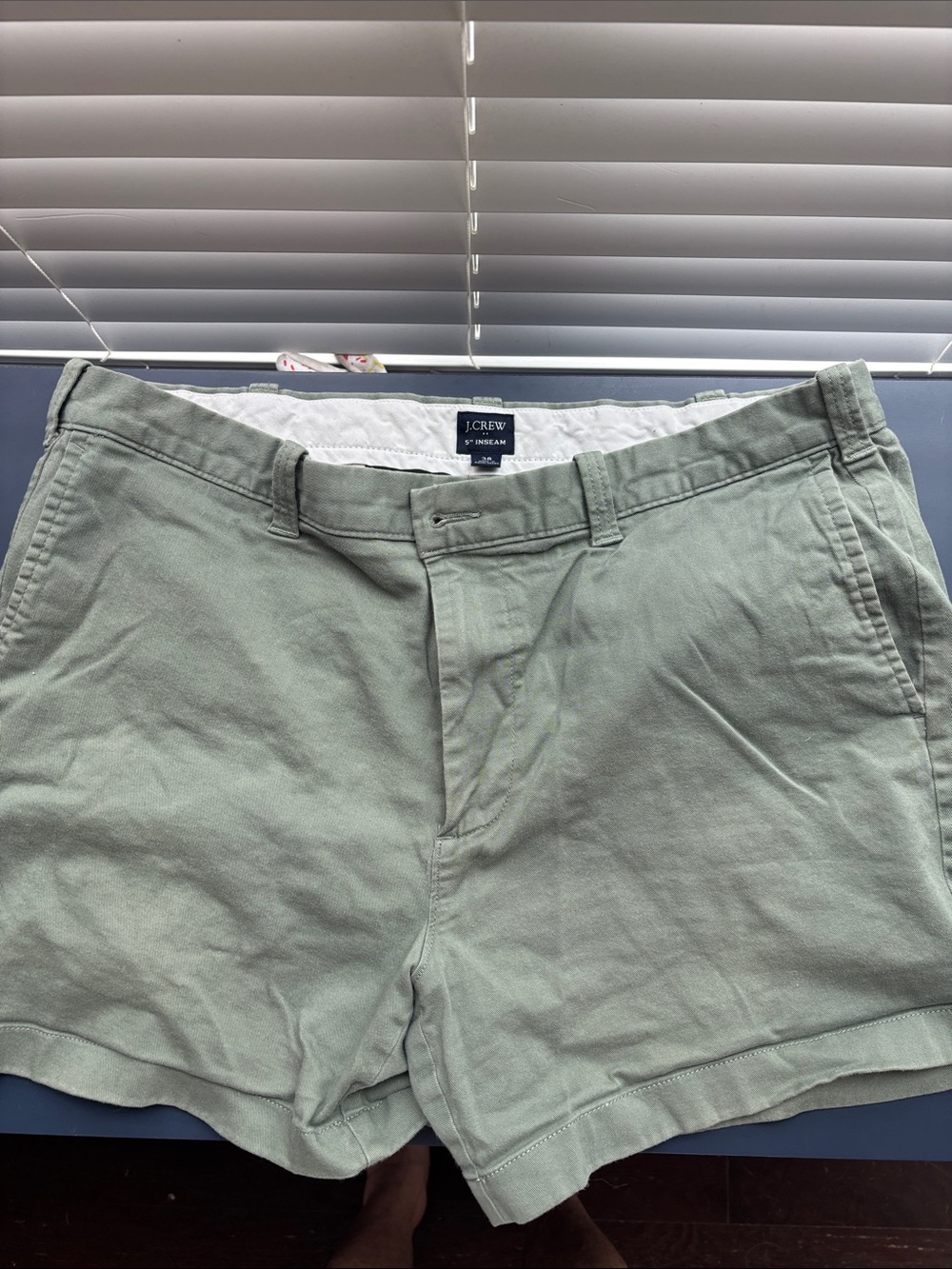 J. Crew Men’s Sage Green Flat Front Cotton Chino Shorts